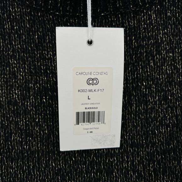 CAROLINE CONSTAS Jasper Sweater Womens Large Black Gold Cowl Neck Long Sleeve - Picture 10 of 14